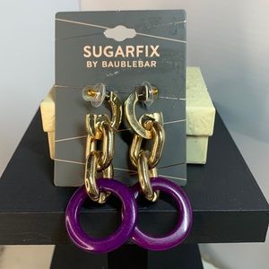SUGARFIX GOLD CHAIN PURPLE EARRINGS LITE WIEGHT NEW COMES WITH BOX